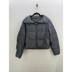 Cruel Girl Womens Black Zip Up Mock Neck Down Filled Puffer Jacket Size Medium